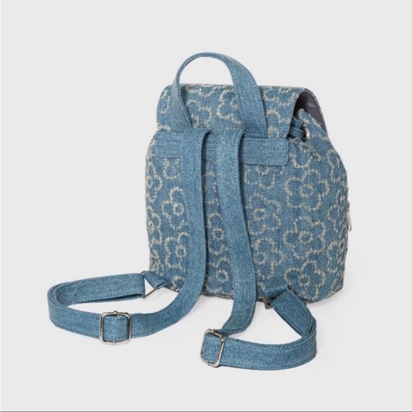 👜NEW🔥Floral Print Denim Mini Flap Backpack - Wild Fable - Blue - Picture 2 of 3